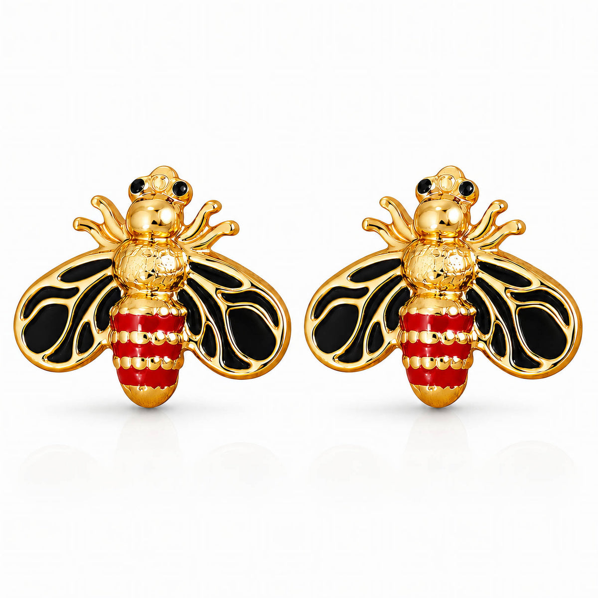Queen Bee Studs Earrings | 18K Gold Plated Stainless Steel | JVNXII & CO.