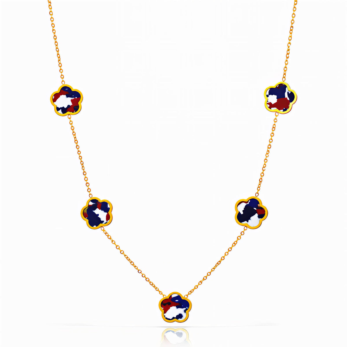 Multi-Color Abstract Meadow Flower Necklace | 18K Gold Plated Stainless Steel | JVNXII & CO.