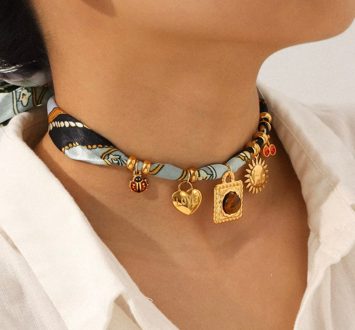 Multi-Charm Necklace/Bracelet Set | 18K Gold Plated Stainless Steel | JVNXII & CO.