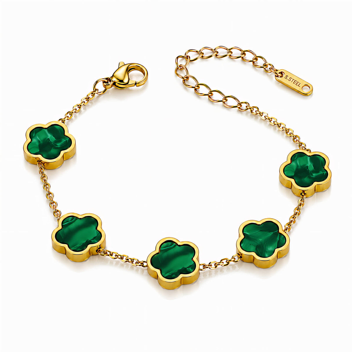 Green flower Meadow Bracelet | 18K Gold Plated Steel | JVNXII & CO.