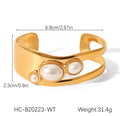 White Wide Open Three Stoned Inlaid Bangle Bracelet | 18K Gold Plated Steel | JVNXII & CO.