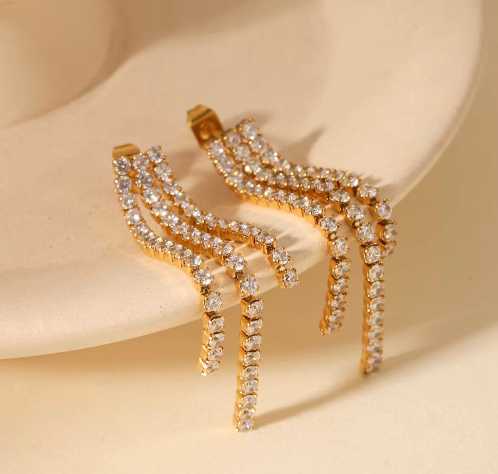 H&C Luxury Tennis Multi-layer Drop Earrings | 18K Gold Plated Stainless Steel | JVNXII & CO.