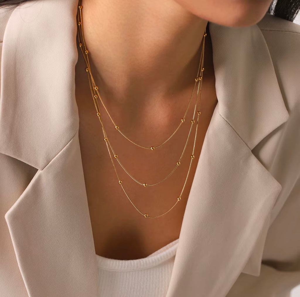 Dopamine Style Layer Chain Necklace | 18K Gold Plated Steel | JVNXII & CO.