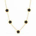 Black Bubble Pop Flower Meadow Necklace | 18K Gold Plated Steel | JVNXII & CO.
