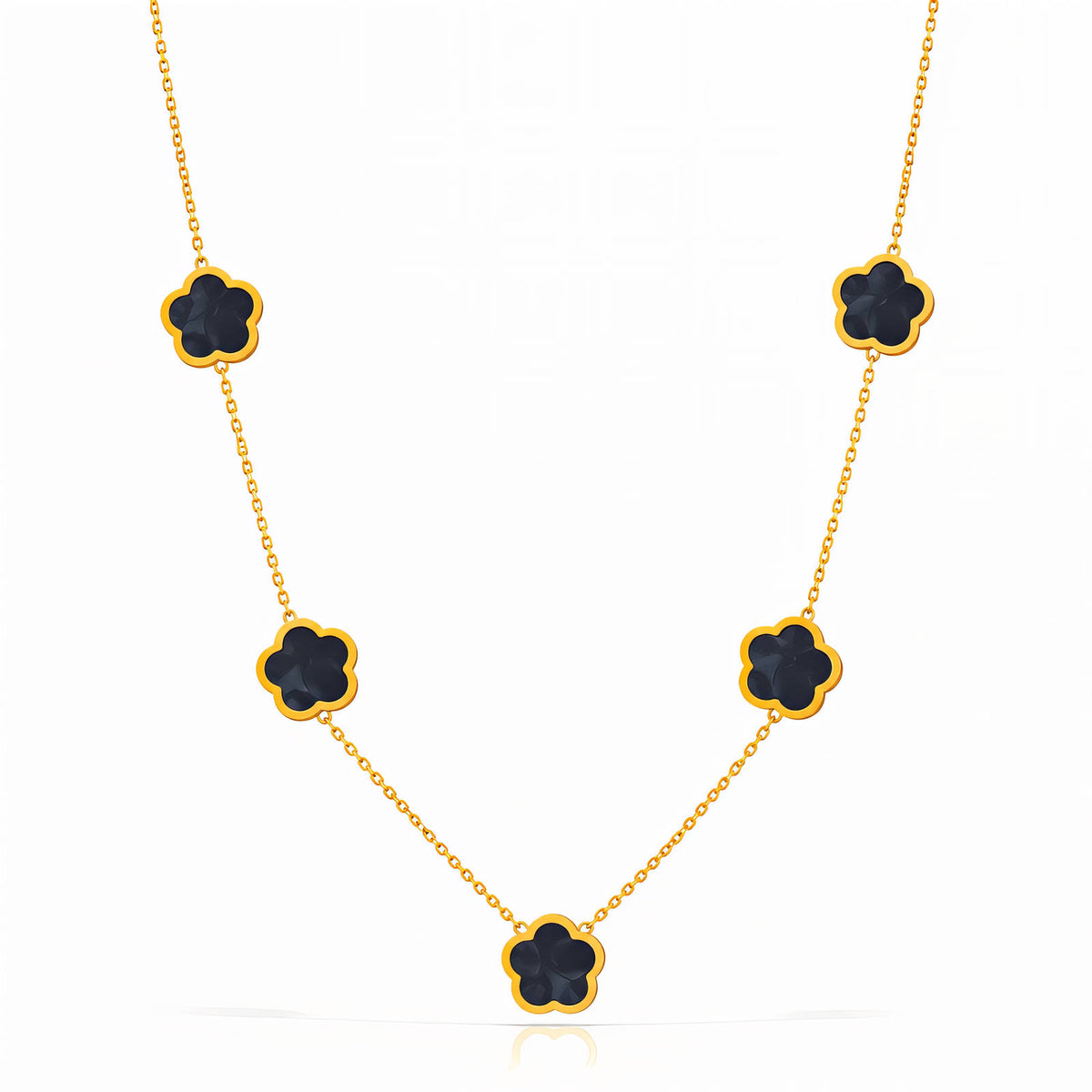 Black Bubble Pop Flower Meadow Necklace | 18K Gold Plated Steel | JVNXII & CO.