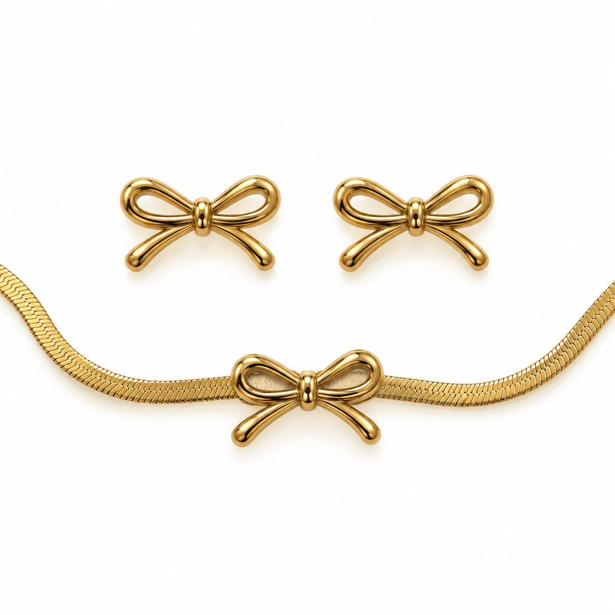 Belle Bow Jewellery Set | 18K Gold Plated Steel | JVNXII & CO.