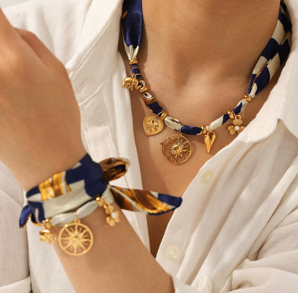 Multi-Charm Necklace/Bracelet Set | 18K Gold Plated Stainless Steel | JVNXII & CO.