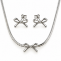 Silver Bow Jewellery Set | 18K Gold Plated Steel | JVNXII & CO.