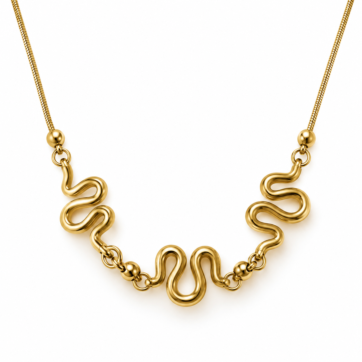 Serpentine Gold Necklace | 18K Gold Plated Steel | JVNXII & CO.