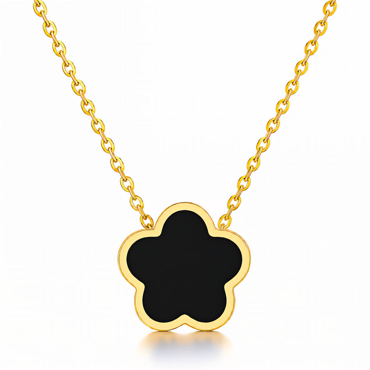 Black Flower Meadow Necklace | 18K Gold Plated Steel | JVNXII & CO.e