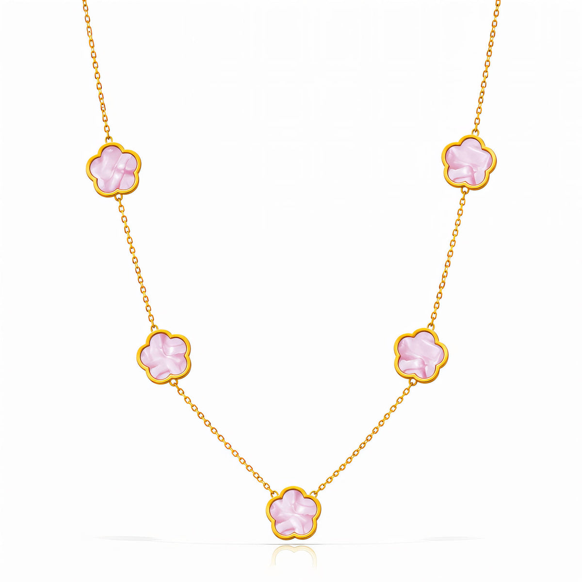 Baby Pink Flower Meadows Bubble Pop Necklace | 18K Gold Plated Steel | JVNXII & CO.