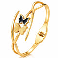 Simple Black and Gold Butterfly Bangle Bracelets | 18K Gold Plated Steel | JVNXII & CO.