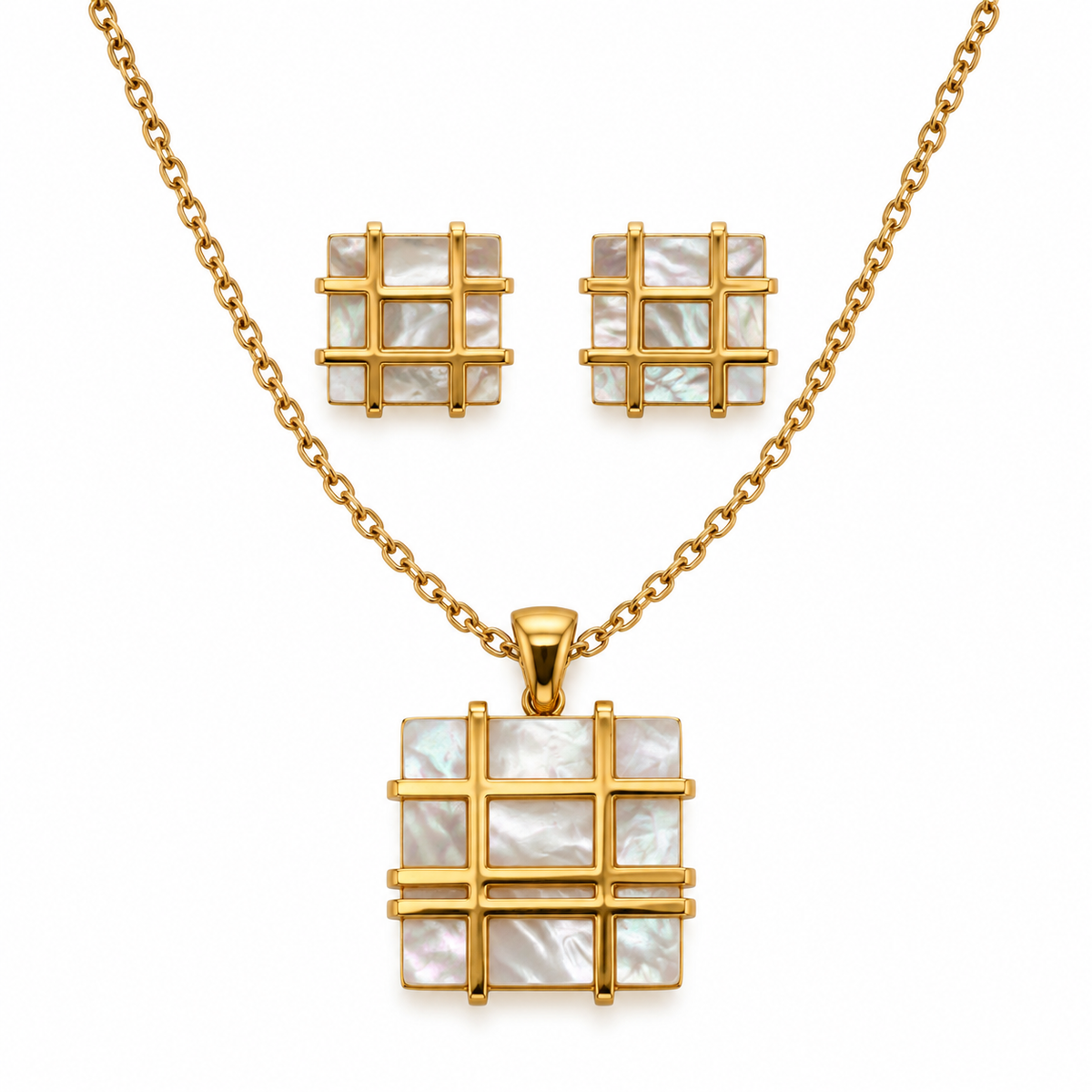 Golden Lumière Jewellery Set | 18K Gold Plated Steel | JVNXII & CO.