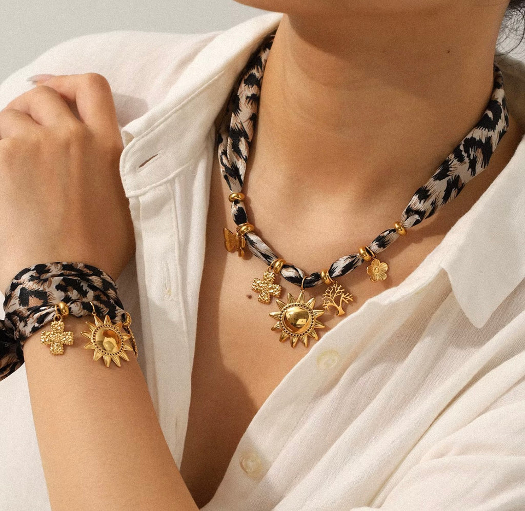 Multi-Charm Necklace/Bracelet Set | 18K Gold Plated Stainless Steel | JVNXII & CO.