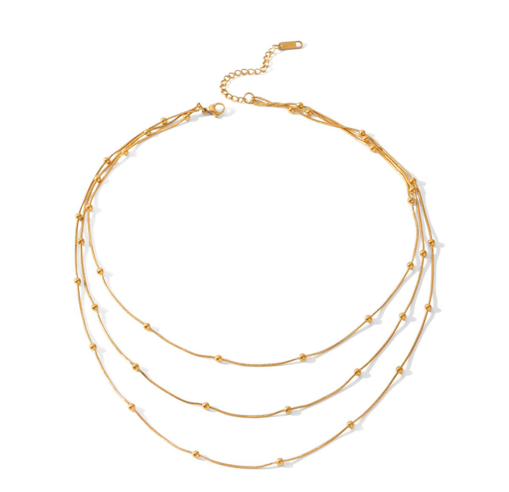 Dopamine Style Layer Chain Necklace | 18K Gold Plated Steel | JVNXII & CO.