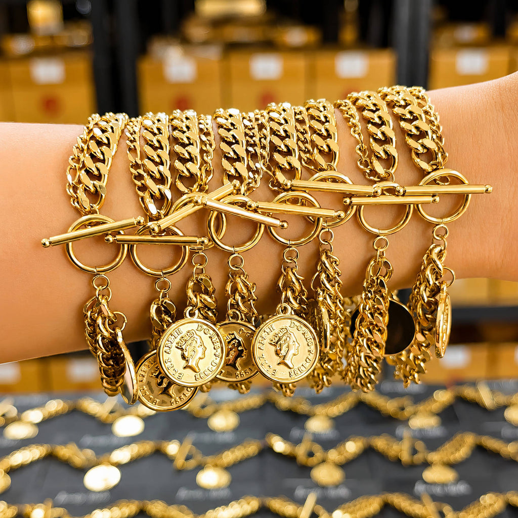 Coin Bracelet | 18K Gold Plated Steel | JVNXII & CO.