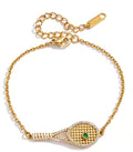 Crystal Tennis Racket Bracelet | 18K Gold Plated Stainless Steel | JVNXII & CO.