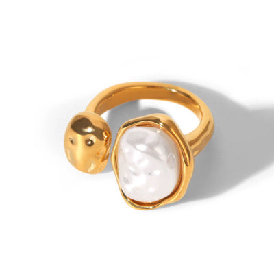 Magma Pearl Ring | 18K Gold Plated Stainless Steel | JVNXII & CO.
