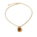 Top Molten Square Tiger's Eye Box Chain Necklace | 18K Gold Plated Stainless Steel | JVNXII & CO.