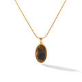Middle Oval Tiger's Eye Snake Chain Necklace | 18K Gold Plated Stainless Steel | JVNXII & CO.